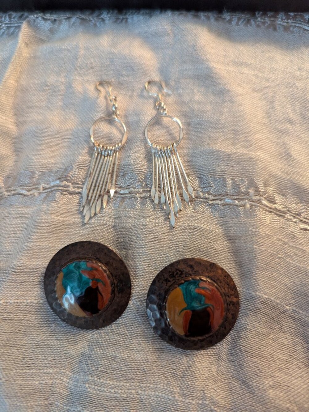 Western Style Vintage Copper & Silver Arrow Design Dangle Earrings Bundle